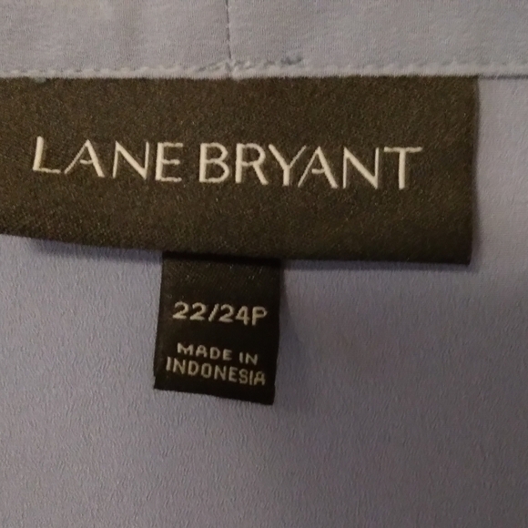 Lane Bryant Periwinkle‎ Crepe Long Sleeve Blouse Soft Bow Neck Tie Button Front - Picture 4 of 7